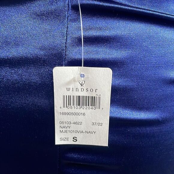 Windsor Elegant Blue Satin Mini Bodycon Dress w/Lace Up Corset Back (Size: S) - Picture 13 of 15